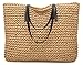 Molodo Summer Straw Handbags Top Handle Crossbody Shoulder Satchels Tote Beach Purse Bags (Light-coffee1)