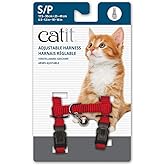 Catit Nylon Adjustable Cat Harness, Small, Red, Harnais Pour Chat, Harnais Chat, Harnais Chat