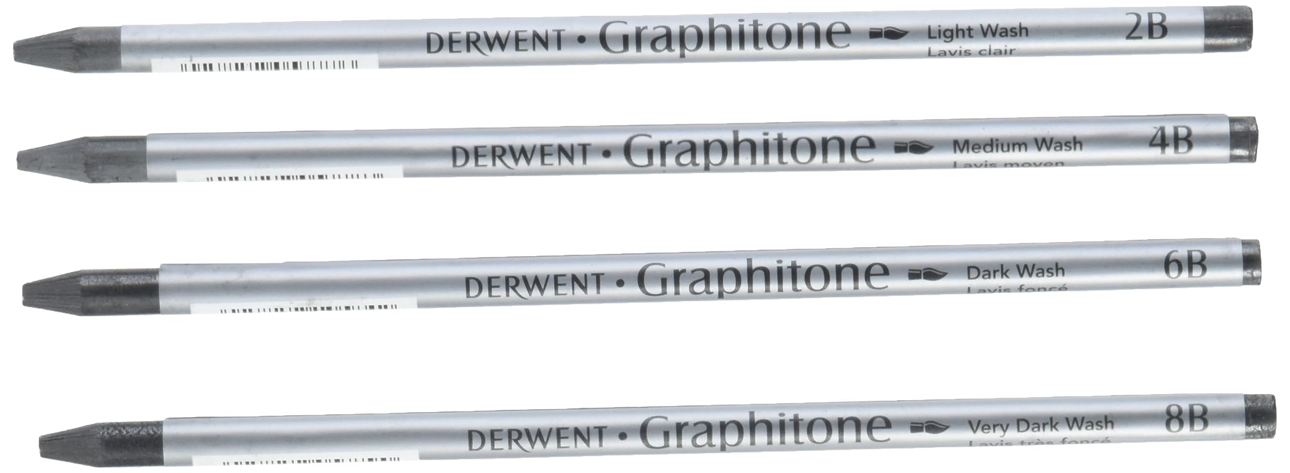 Derwent 34304 Graphitone Watersoluble Graphite Pencils, Set of 4 Shades (2B-8B), Professional Quality, 34304
