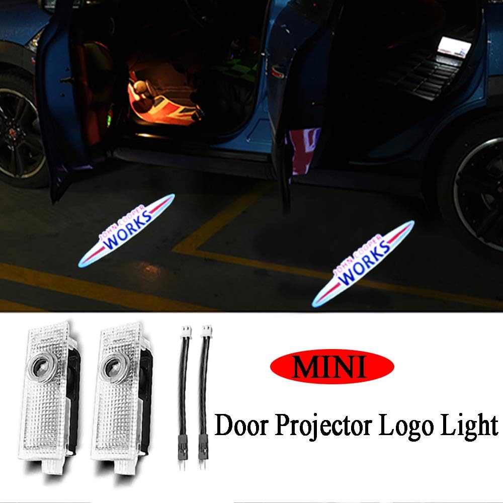 Bailunte 2PCS LED Car Door Logo Light Emblem Projector Ghost Shadow Welcome Light for Mini Cooper One S R55 R57 R58 R59 R60 Clubman Countryman JCW F55 F56 R56 R61 Roadst Accessories