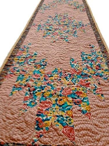 Quilted Table Runner, Quilted Table Topper, Quilted Table Linen – Brown, Rust, Turquoise, Yellow