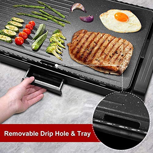 tectake Smokeless Indoor Grill, Nonstick Deluxe Electric BBQ Griddle