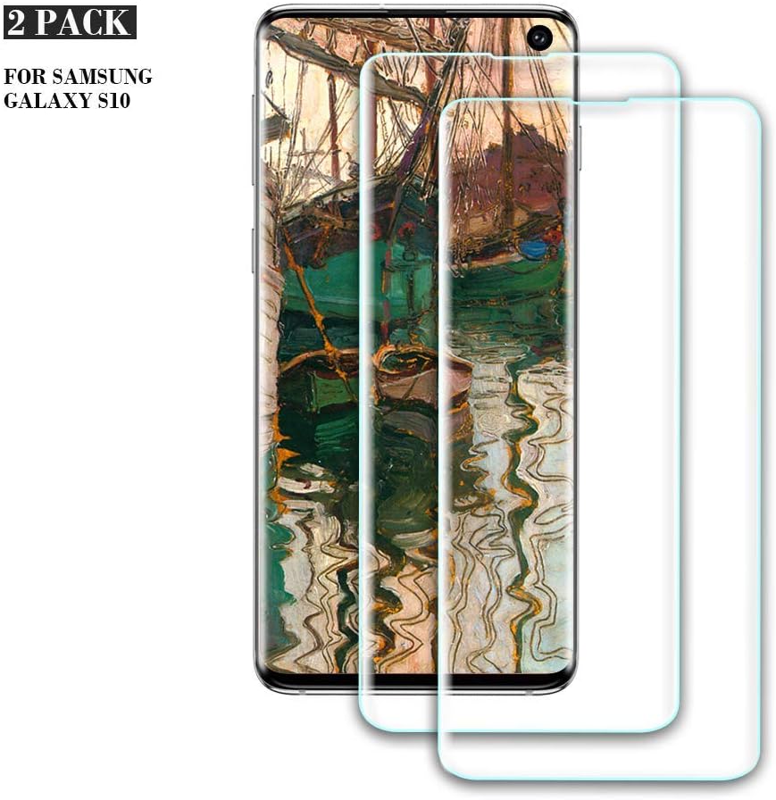 ZOLMAG Galaxy S10 Screen Protector, [2 Pack] HD Clear for Samsung Galaxy S10 Tempered Glass Screen Protector film, Anti-Fingerprint, Bubble Free, Compatible with fingerprint sensor