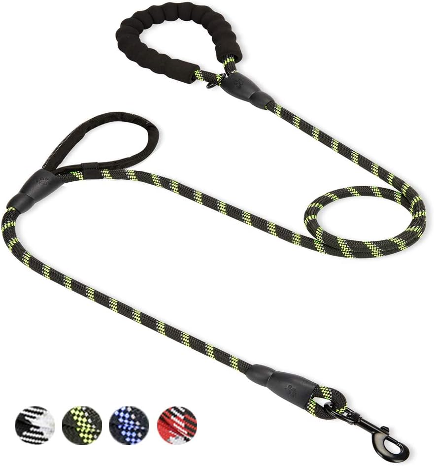Auckpure Rope Dog Lead Long - Innovative Design with Two Handles - Reflective Dog Leads for Large Dogs - 5FT Durable Rope Twist Lead - Strong Pulling Training Leads for Dogs (Green)