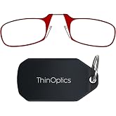 ThinOptics Keychain Reading Glasses - Slim Armless Pocket Readers - Black, Red 1.5x