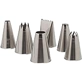 Ateco - 6 Piece Decorating Tube Set, Includes Stainless Steel Tips: 804, 808, 827, 864, 846, 898