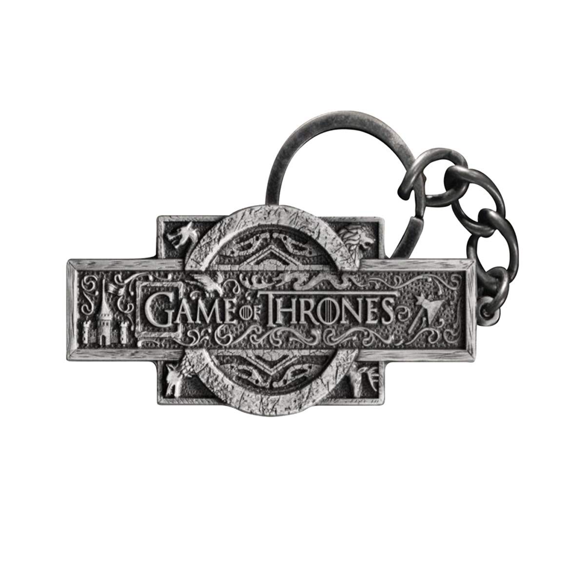 The Noble Collection Game of Thrones Logo Keychain - 2.6in (6.5cm) GoT TV Show Title Logo - Game of Thrones TV Show Merchandise Gifts, Grey and Silver, 8.5cm