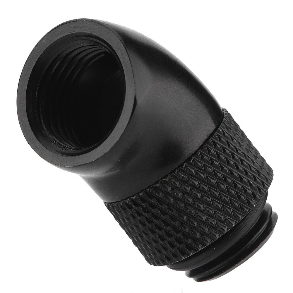 VBESTLIFE G1/4" Thread Extender Fitting, 45°Bend Angle Rotary Enhance Adapter Fitting for Computer Water Cooling System, Black