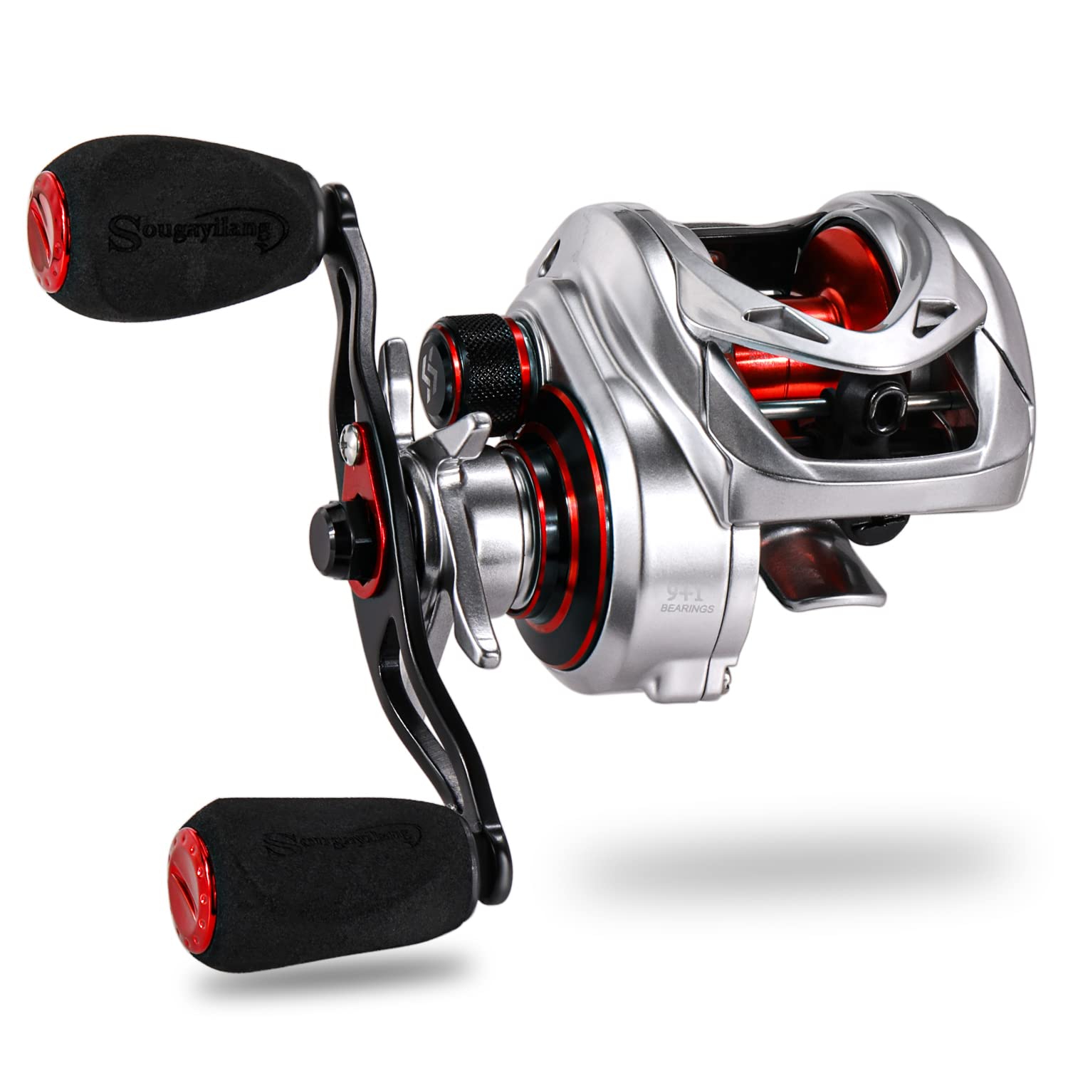Sougayilang MAX Baitcasting Reel 8.0:1 High Speed Gear Ratio Fishing Reel 18LB Carbon Fiber Drag Baitcaster Reels with Magnetic Braking System for Saltwater Freshwater Fishing-SR
