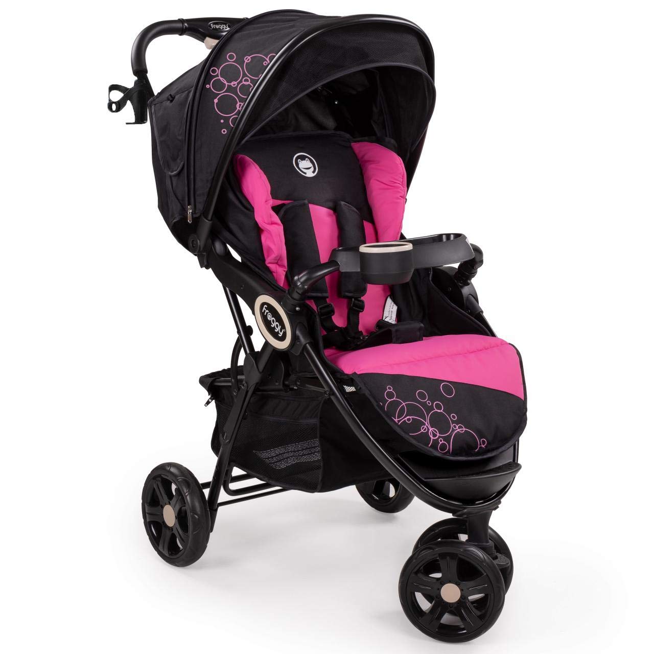 Froggy® Kinderbuggy DINGO Kinderwagen Buggy Jogger ultraleicht 5-Punkt-Sicherheitsgurt kompakt zusammenklappbar Liegefunktion Sonnenverdeck PINKBERRY