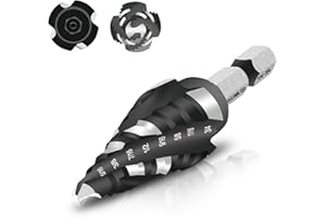 GMTOOLS M35 Four Spiral Flute Cobalt Step Drill Bit, 1/4"-3/4" Wear-Resistant TiAlN Coated Four-Flute Step Bit, 1/4" Hex Shank Unibit Step Bit for Metal, Stainless Steel, Aluminum, Wood, Plastic