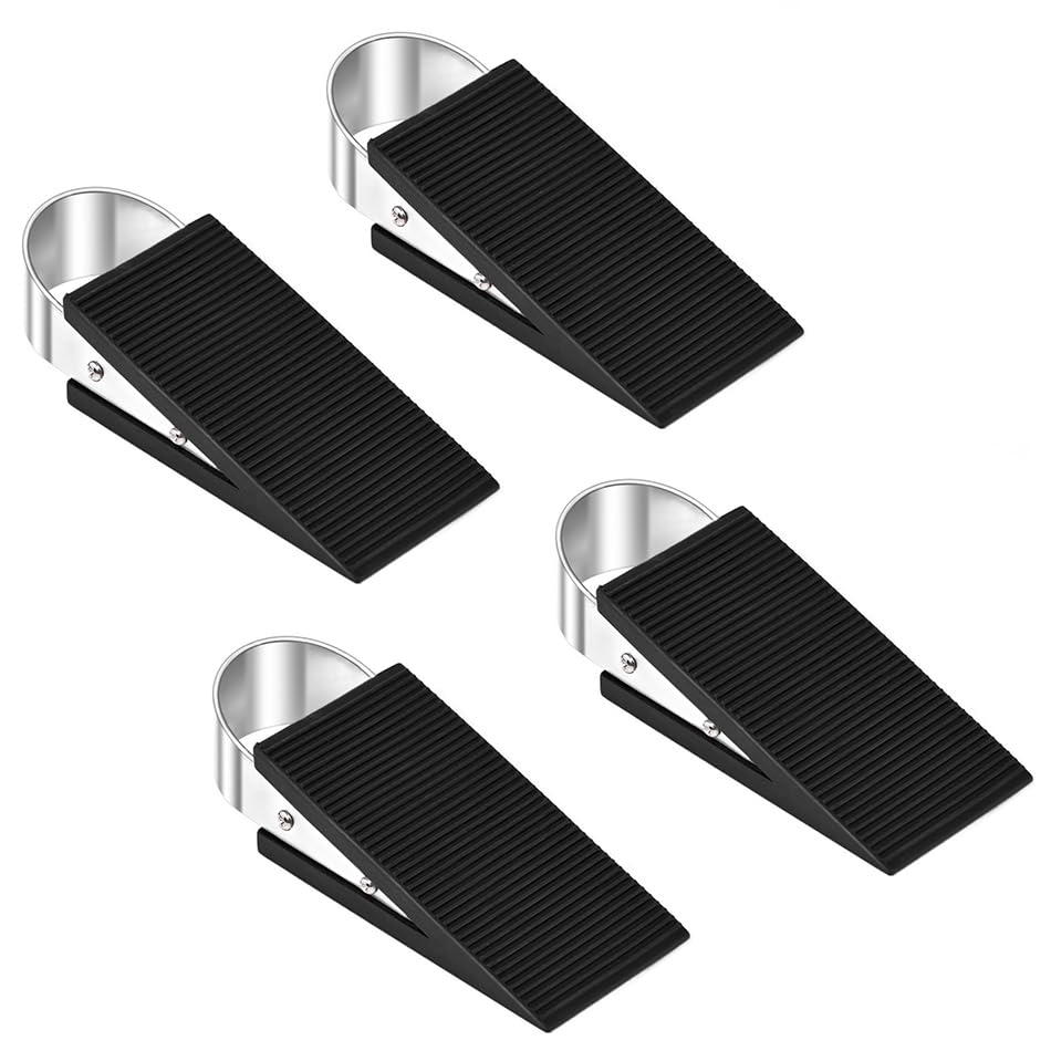 Geila Door Stopper Wedge 4 PCS Large Heavy Duty Rubber Door Stopper Non-Slip Doorstops for Office Home Used (4 Pack)