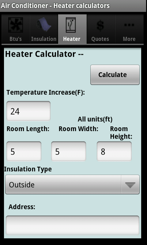 Air Conditioner and Heater Calculator