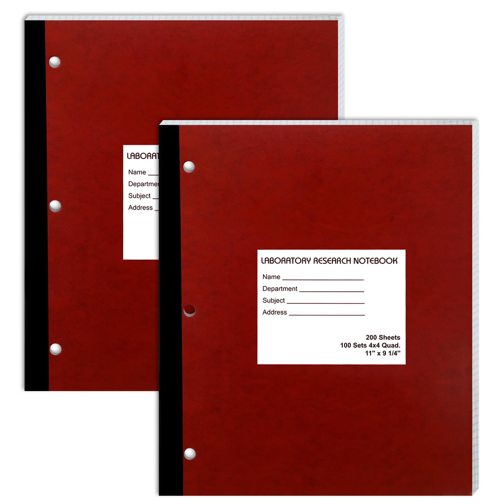 Photo 1 of Fuyoooo 2 Pcs Laboratory Notebook Carbonless Copy Lab Notebook Duplicate Pages Quadrille 11" x 9.25" 100 Numbered Sets 4 x 4 Quad Perforated for Researchers