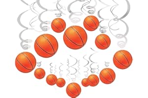 HADEEONG 36Ct Basketball Hanging Swirl Decorations - Basketball Themed Party Supplies Hanging Party Decorations, Boy Birthday Party Decorations