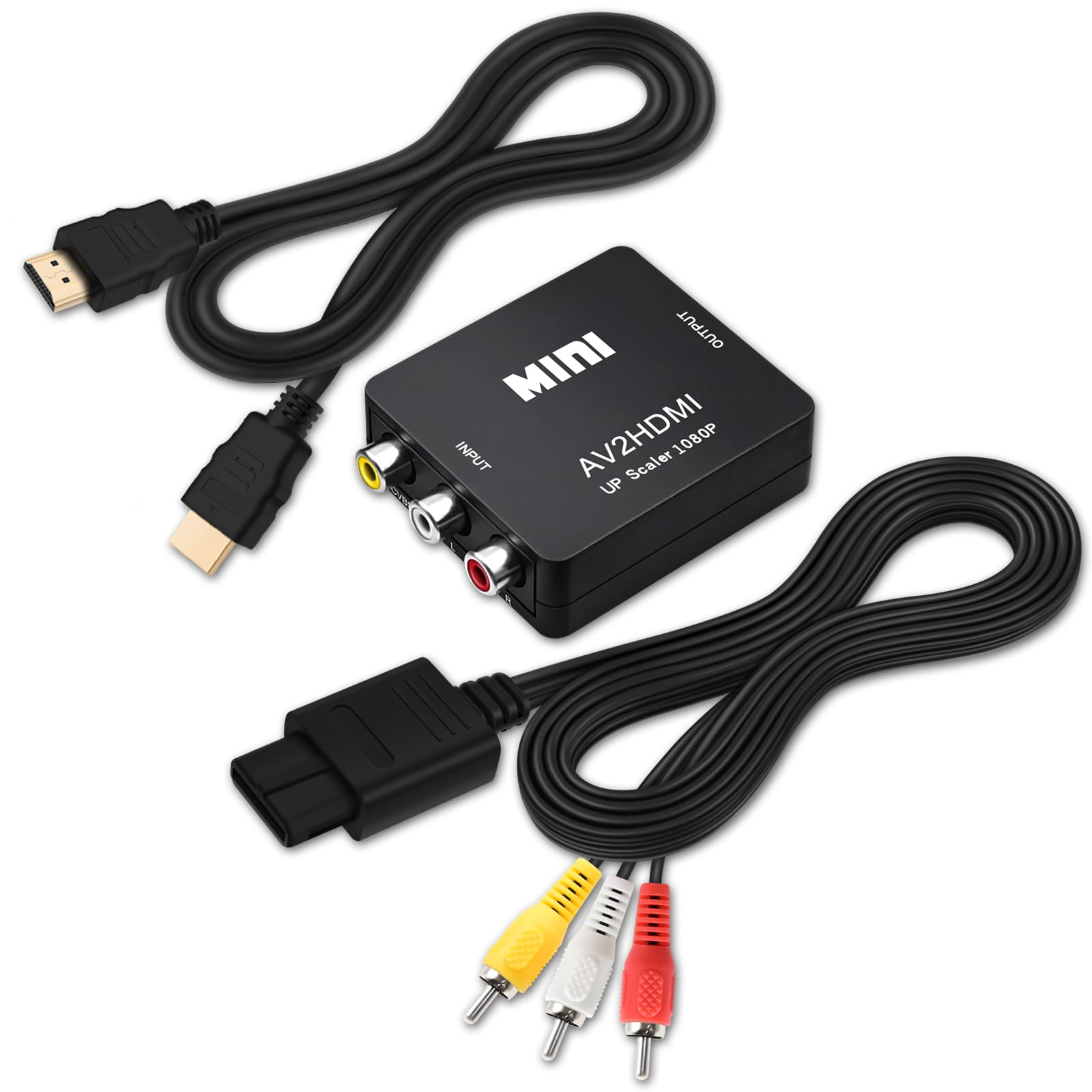 COMeap N64 AV Cable, AV to HDMI Converter for Nintendo 64 / Gamecube/Super Nintendo SNES, RCA to HDMI Converter with USB Power and HDMI 4K Cable 6FT, Support TV with RCA or HDMI Input [nintendo64]