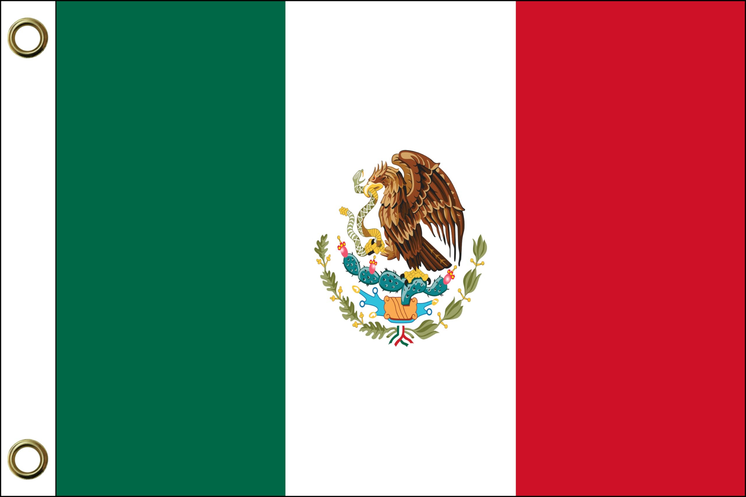 Mexico Flag, 150 cm x 90 cm / 90 x 150 cm, Weatherproof & Durable, Polyester with Two Eyelets