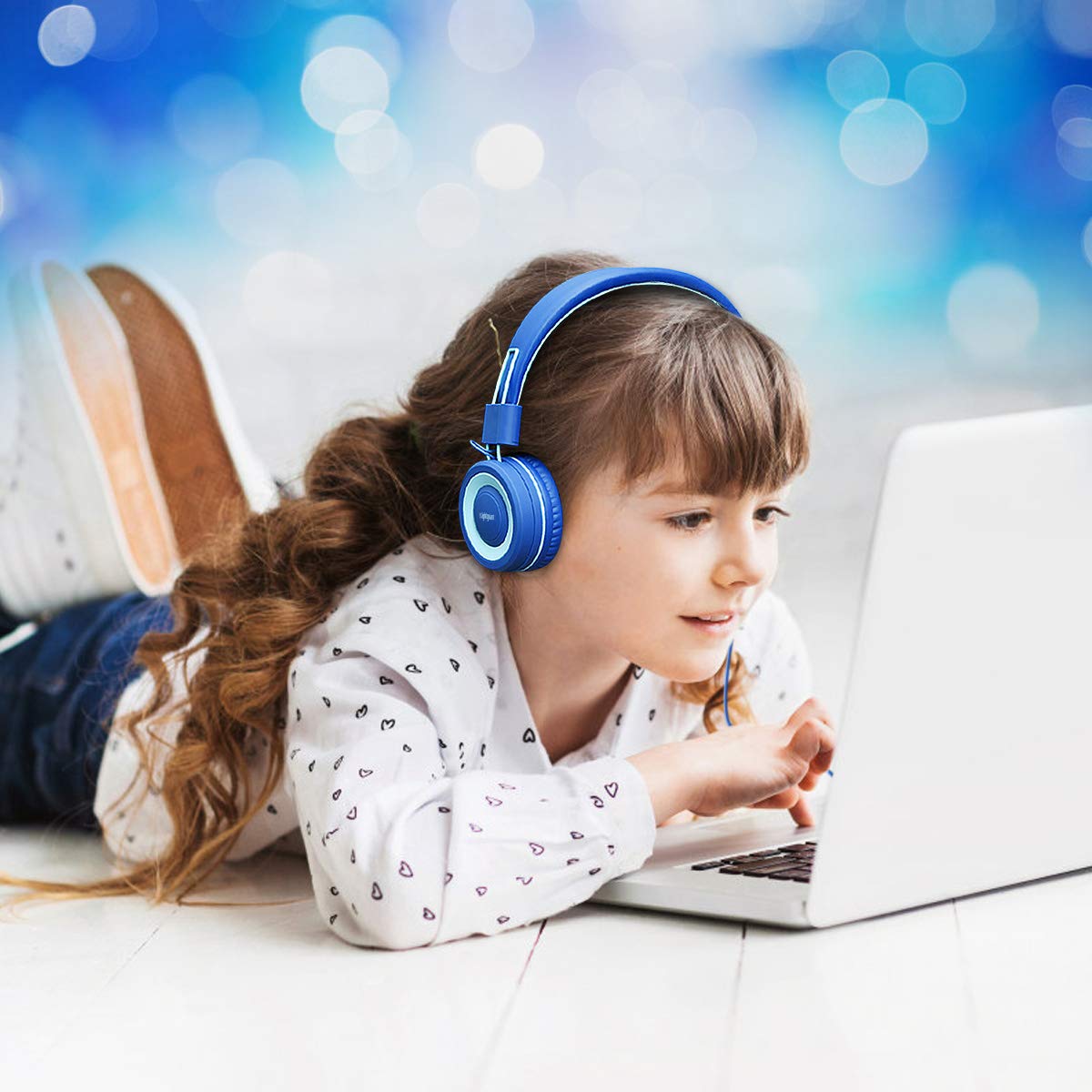 Kids Headphones,Isightguard Wired Headphones Kids, Adjustable Headband,Foldable Headsets, Tangle-Free Wires, 3.5mm Audio Cable, 85dB Volume Limited,Childrens Headphones on Ear (Blue)