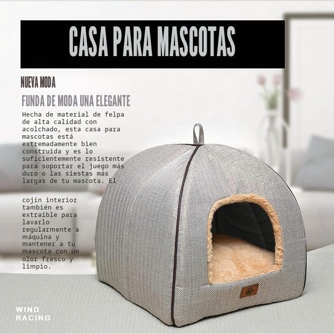 Cama para gatos de interior, cama de caverna, tenda para gatos com almofada acolchoada amovível lavável, camas macias e autoaquecidas para gatinhos