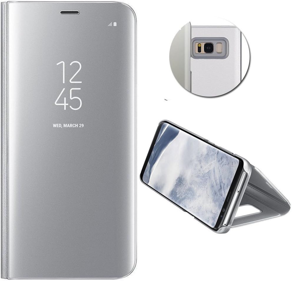 Mobile Phone Case Cover Shell for Samsung Galaxy S8/S8 Plus Flexible Screen Protector & Soft, Clear-View Flip Cover / Grip Pack with Mirror