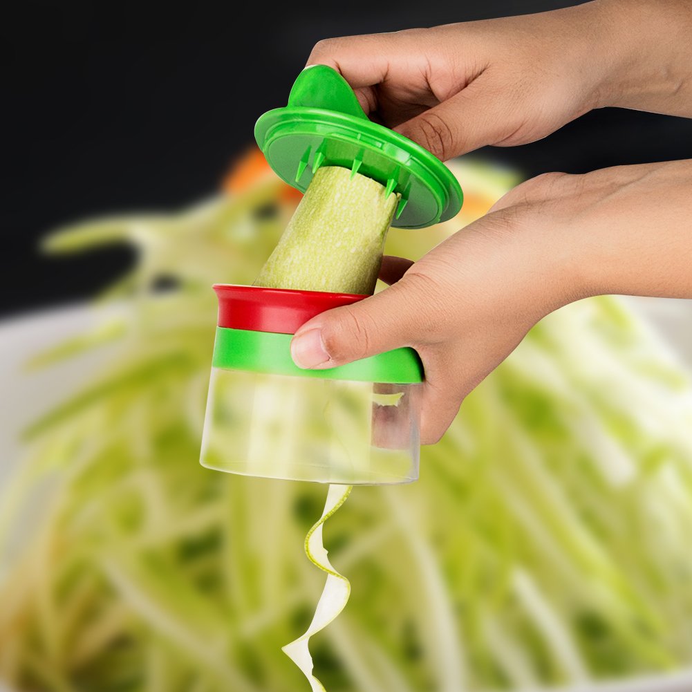 Linkax Cortador de Verduras Cortador en espiral Rallador de Verduras Mano con 3 Cuchillas para Cortador de Pepinos Rallador de Zanahorias Rallador de Espiral