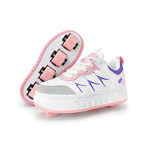 2 in 1 Outdoor Roller Skates with Removable Wheels & Fashion Sneakers, Inline Skates for Girls Boys Adults - Birthday