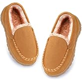Fupoia Boys & Girls Moccasin Memory Foam Kids House Slippers - Nonslip Indoor & Outdoor