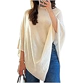 Floerns Women's Dolman Sleeve Poncho Top Crochet Knitted Loose Fit Lightweight Pullover Sweater