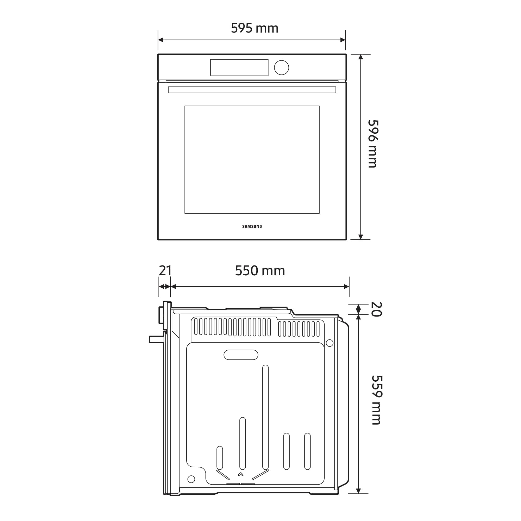 Samsung NV7B6675CDN/U1 Einbaubackofen,76 ℓ, Dual Cook Flex, Pyrolytische Selbstreinigung, SmartThings Cooking, XXL-Garraum 3