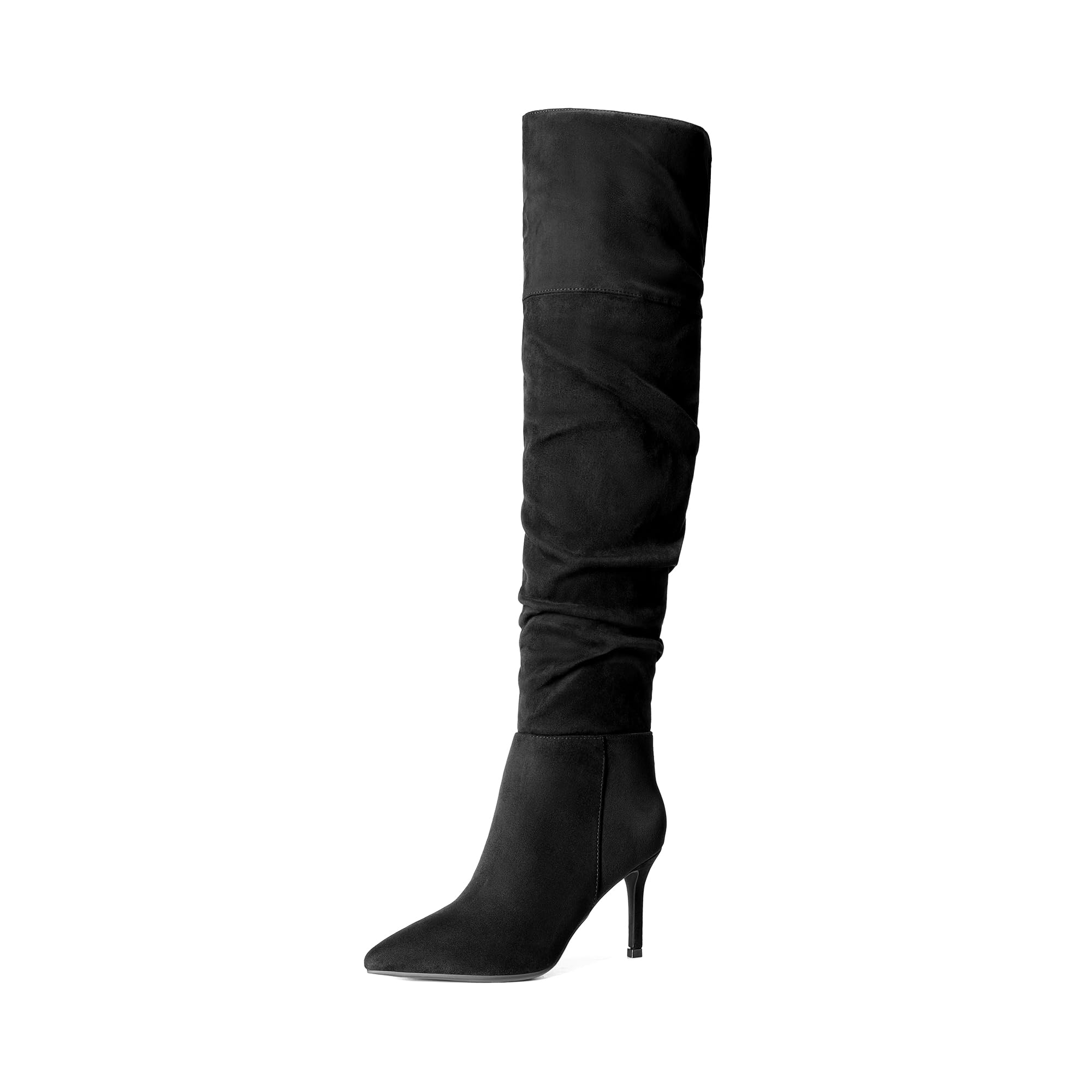 Photo 1 of DREAM PAIRS Women's High Heels Over The Knee Boots Thigh High Pointed Toe Stiletto Long Fall Sexy Boots,Size 9,Black-Suede,SDOB2301W