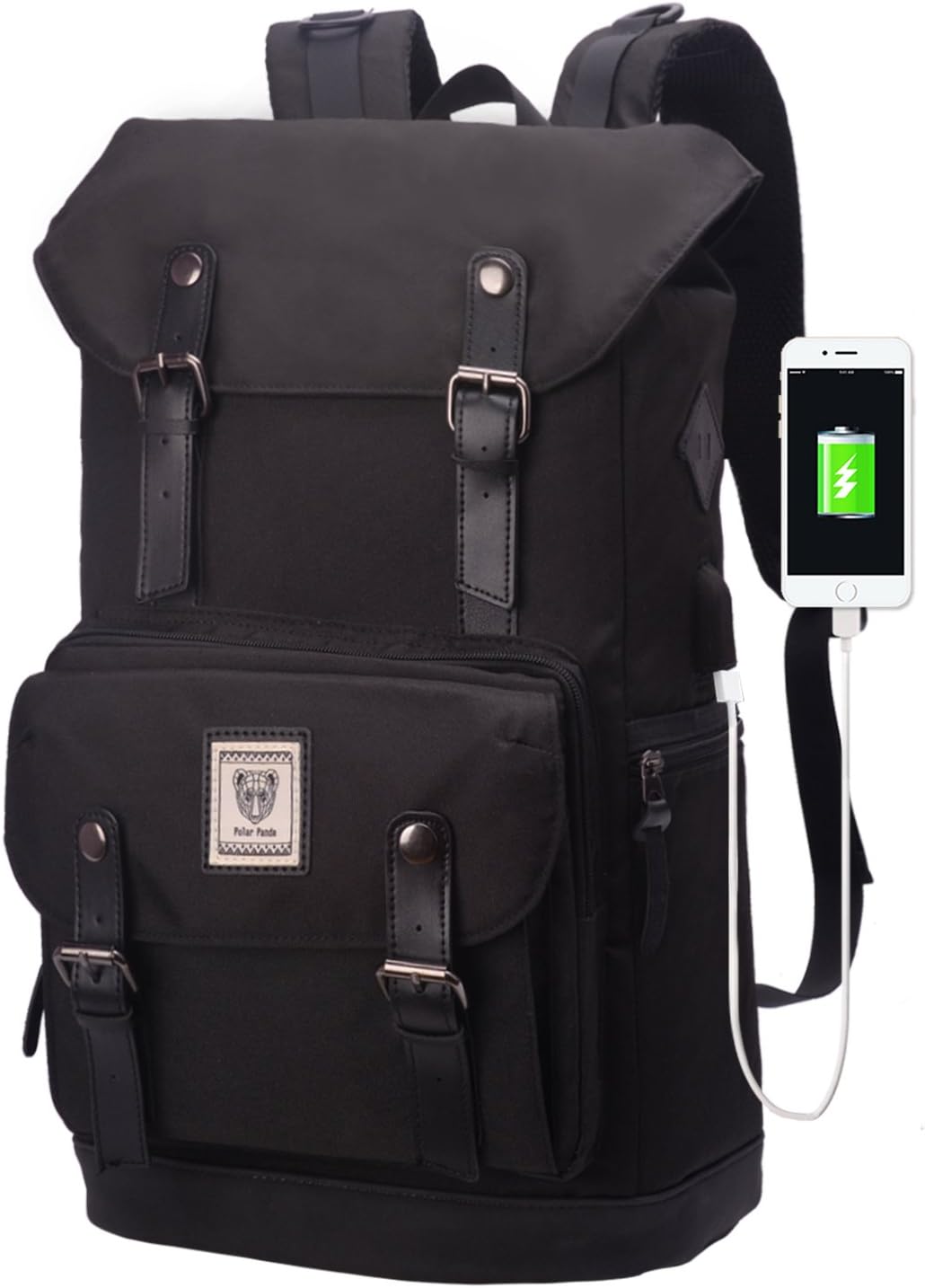 Laptop Backpack with USB Charging Port,Water Resistant College School Student Bookbag for Men&Women, Travel Outdoor Hiking&Camping Rucksack Fits 17 inch Laptop and Notebook Computer Bag by Polar Panda