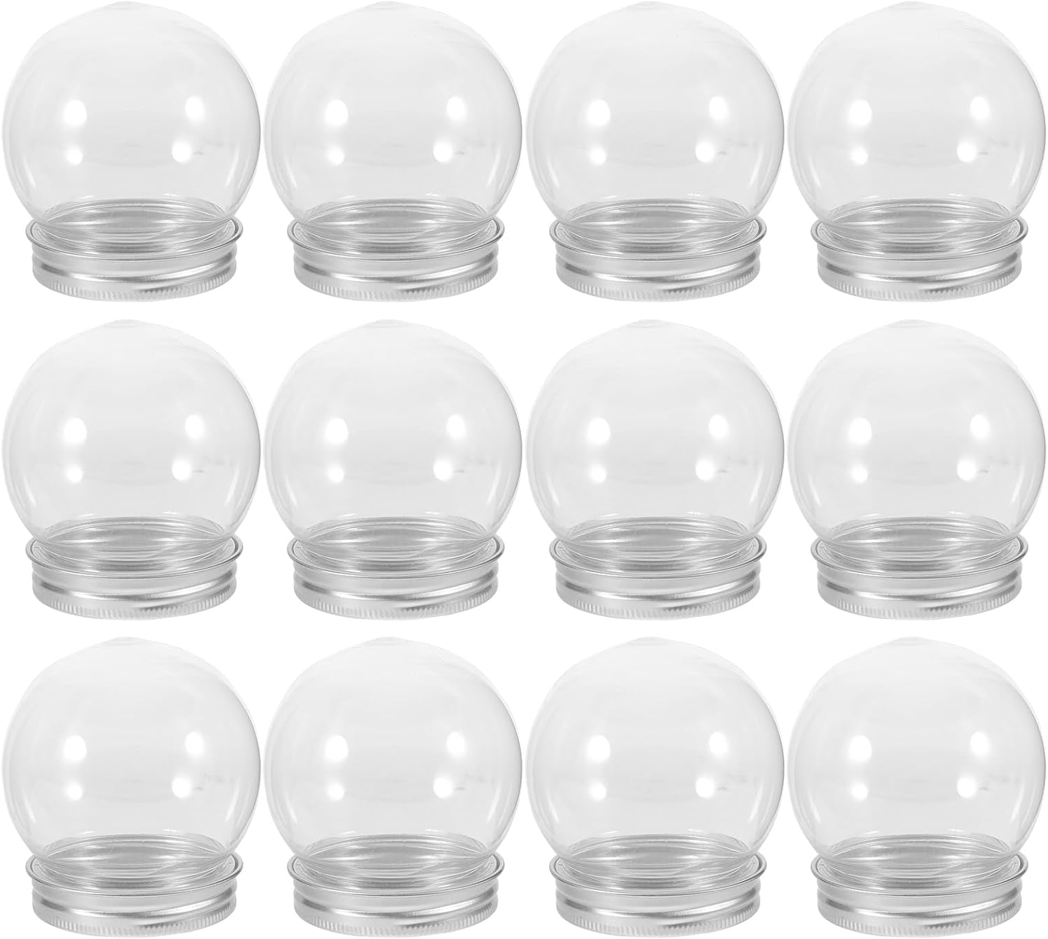 12 Pieces DIY Water Globe Christmas Snow Globe Clear Plastic Water Globe with Screw Off Cap for DIY Christmas Crafts Home Decoration (Aluminum cap) — image 1