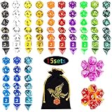 105PCS Polyhedral Game Dice, QMAY 20 Color DND Dice Set Double-Colors DND Dice Role Playing Dice for Dungeon and Dragons DND RPG MTG Table Games Dice D4 D8 D10 D12 D20