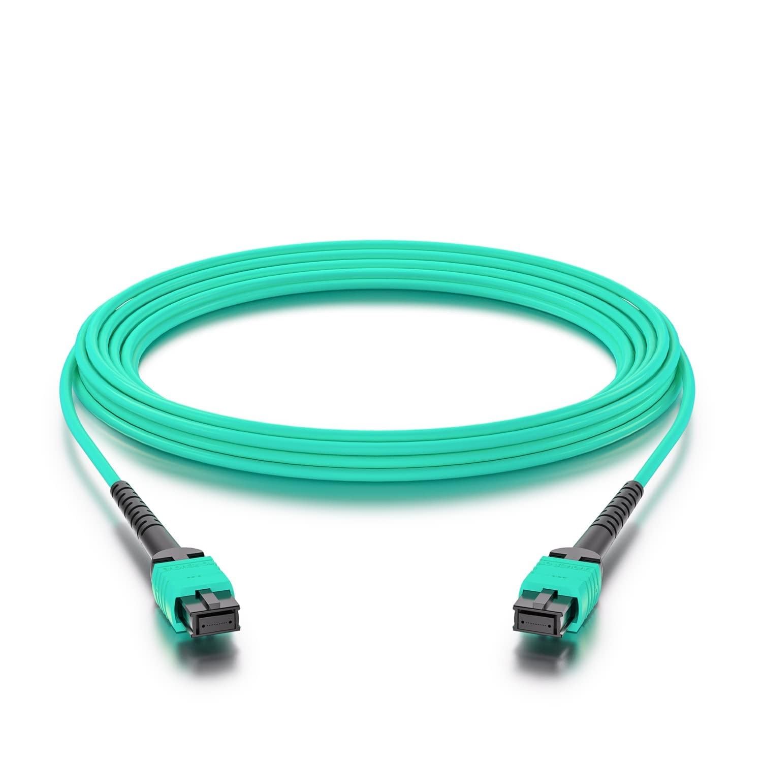 10Gtek Fiber Patch Cable - MPO to MPO OM3 Multimode Jumper Patch Cord, 8-core Fiber for QSFP+ Transceivers Application, 1-Meter(3.3ft)