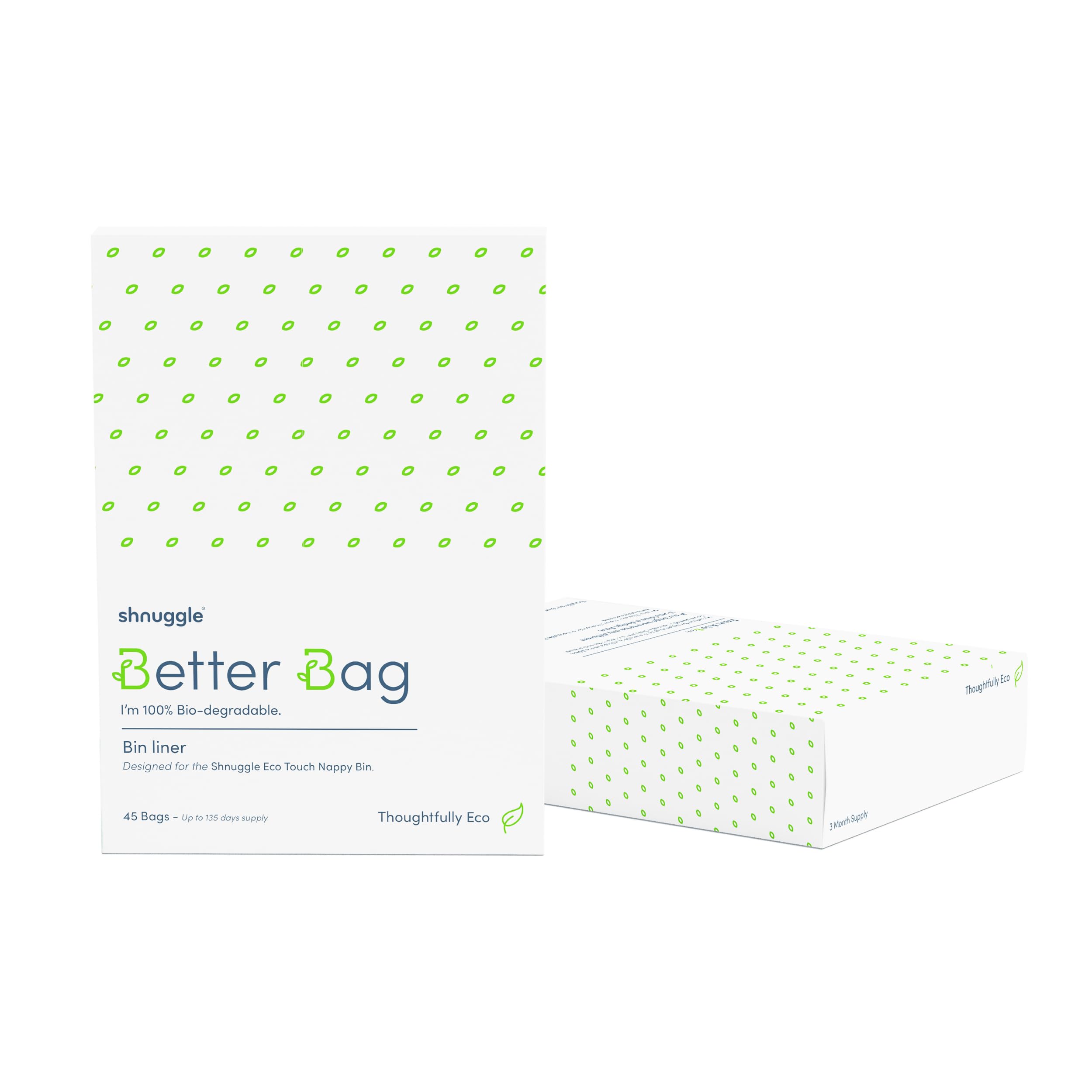 Shnuggle Better Bag Nappy Bin Liners 2 Pack – 100% Biodegradable Odour-Trapping Refills for Nappy Disposal Bin, Leak Resistant, Eco Friendly Baby Changing Waste Solution (3)