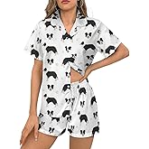 Ysidec Cute Funny Dogs Pajama Sets 2 Piece Short Sleeve Sleepwear Button Down Loungewear XS-2XL