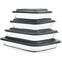 KOMUEE 8-Pieces Glass Baking Dish with Lids Rectangular Glass Baking Pan Bakeware Set with BPA Free Lids, Baking Pans…