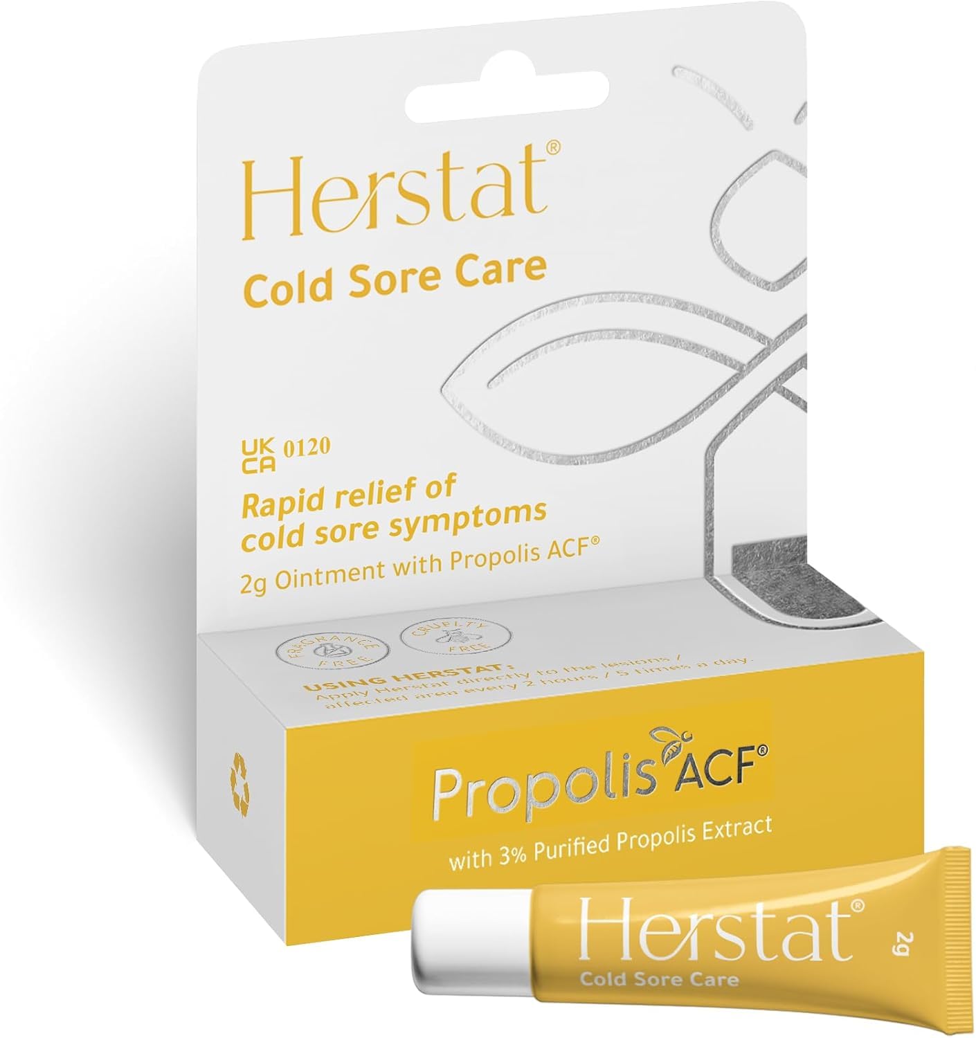 Herstat Cold Sore Cream | Effective Coldsore Treatment Provides Rapid Relief and Aids Healing with 3% Propolis | Use at Any Stage