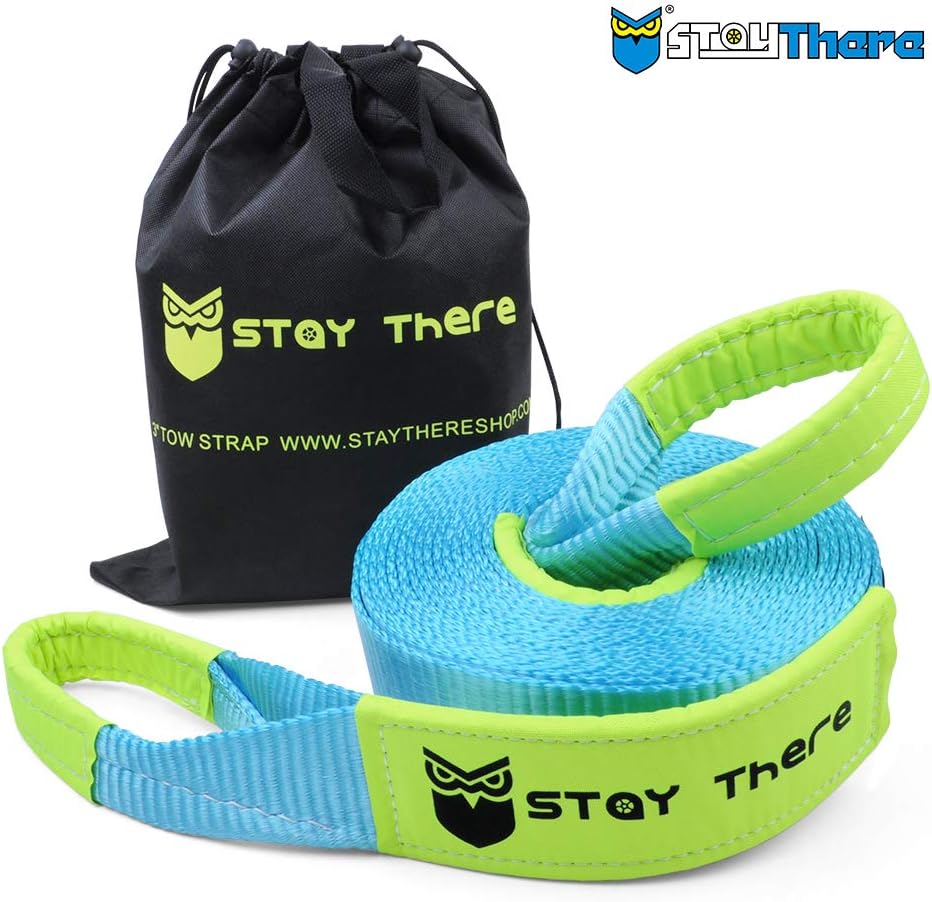 Stay There 3'' x 30ft Tow Recovery Strap, Lab Tested 30000lb Break Strength with Reinforced Loops Built for Off-Roading, mud, Snow and Other Emergency Towing: Automotive