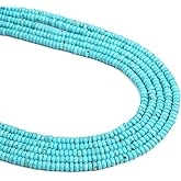 BEADIA Natural Blue Turquoise Spacer Beads Caps Rondelle Disk Loose Beads for Beading Jewelry Making 4mmx2mm 38cm