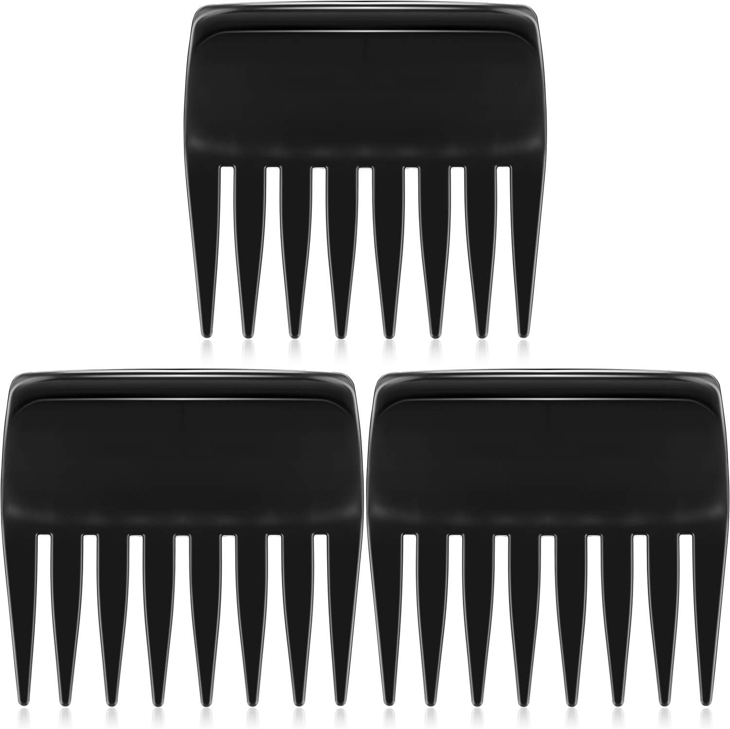 3 Packs Streaker Combs Anti-Static Wide Teeth Comb Styling Comb Detangling Comb 8 Widely-spaced Teeth for Adult Child, Black
