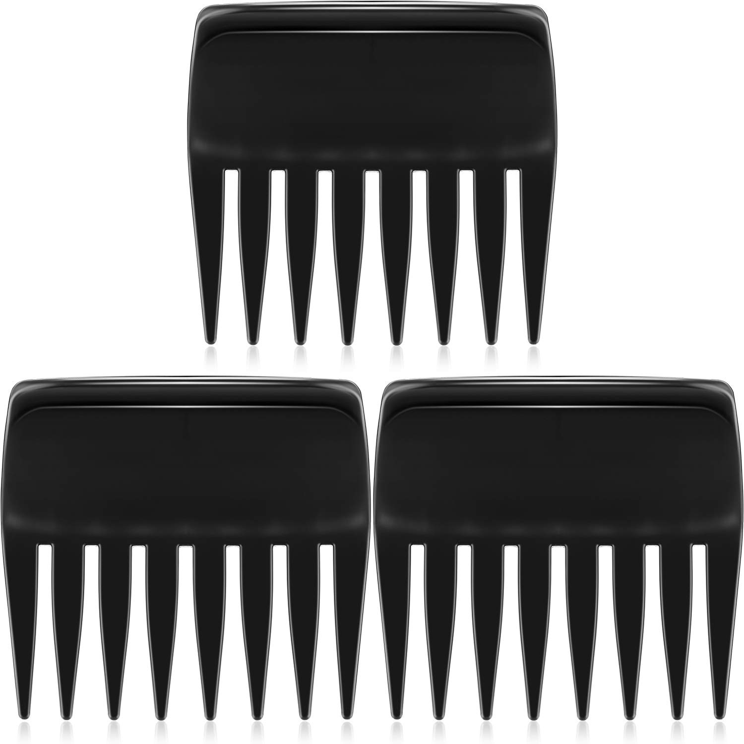 3 Packs Streaker Combs Anti-Static Wide Teeth Comb Styling Comb Detangling Comb 8 Widely-spaced Teeth for Adult Child, Black