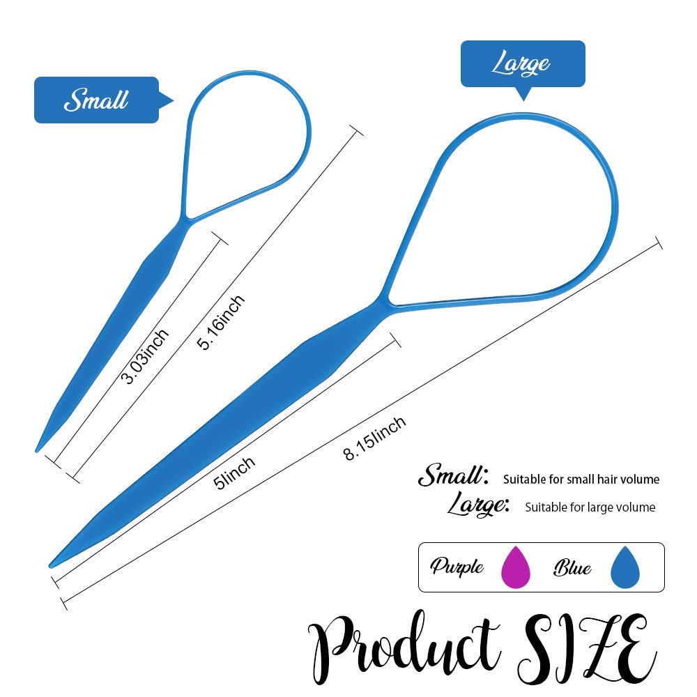 Teenitor 2 Pairs Topsy Hair Tail Tools, Hair Braid Accessories Ponytail Maker, French Braid Tool Loop for Hair Styling, 4pcs, 2 Colors : Beauty