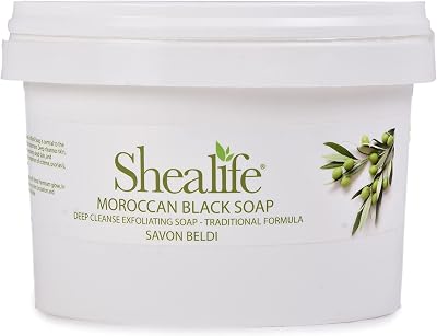 Shealife Moroccan Black Soap Savon Beldi 1kg Natural Olive Oil Exfoliating