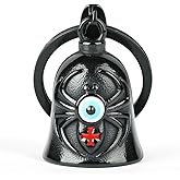 Gremlin Bells for Motorcycles, Viking Motorcycle Bell Cross Guardian Angel Wings Spider Biker Bell Evil Eye Keychain Accessories