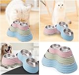 KuTi Kai Double Dog Bowls with Removable Stainless Steel Bowls Pink Medium view 6