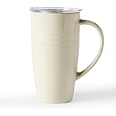 famiware Jupiter Large Coffee Mug, 20oz Coffee Mug with Lid, Ceramic Cup with Handle for Latte, Tea, Cocoa, Milk, Home & Office, Microwave and Dishwasher Safe, Vanilla White