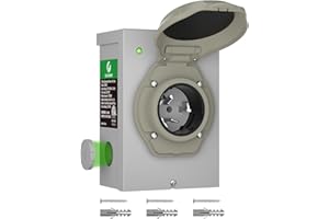 islewire 50 Amp Generator Power Inlet Box, Pre-drilled NEMA SS2-50P Box, 4-Prong Twist Lock Plug, 125/250V, 12500W, Weatherproof NEMA 3R for Outdoor Use, LED Indicator, Emergency Ready, ETL Listed