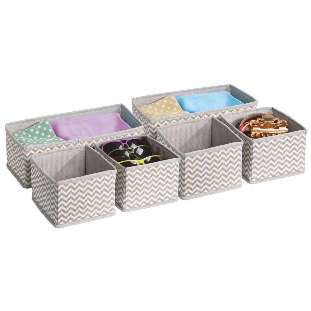mDesign Set of 6 Fabric Storage Box for or Drawers Ideal