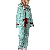 Amiblvowa Women Valentines Day Pajama Set 2 Piece Long Sleeve Feather Trim Heart Print Button Up Shirt Pants Pjs Loungewear